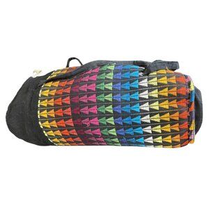 Vintage 1990s Guatemalan Drawstring Backpack Bag Rainbow Pattern